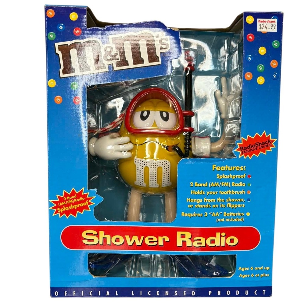 Vintage M&M's Yellow Character Shower Radio AM/FM RadioShack Exclusive New Box